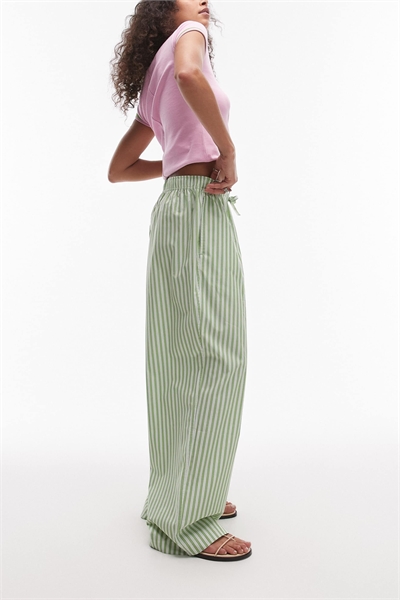 Брюки из поплина с широкими брючинами и эластичным поясом артикул 140464956