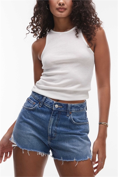 Джинсовые шорты-«мама» А-силуэта с порезами артикул 139622956