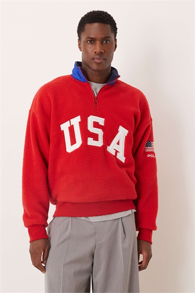 Универсальная кофта из флиса с логотипом на груди и полузастежкой-молнией от сборной США артикул 152670598