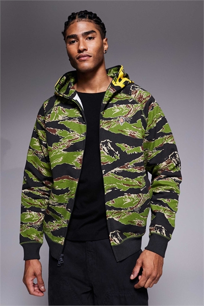 Толстовка с капюшоном и полной застежкой-молнией в стиле «тигровой полоски» артикул 153121296