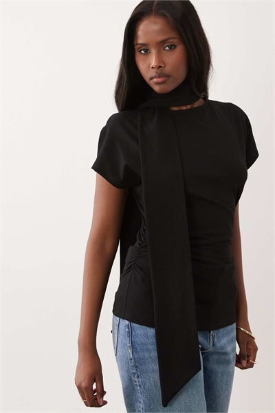 Топ с короткими рукавами и шарфом артикул 155947797