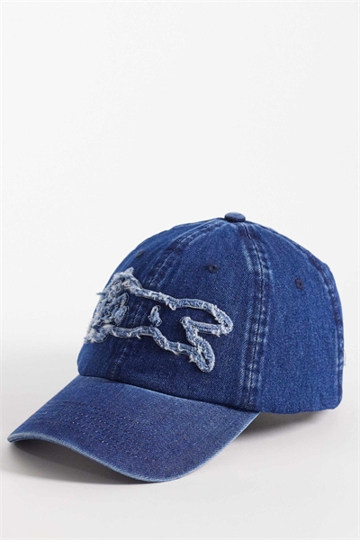 Джинсовая кепка с логотипом «Бегущая собака» в стиле дистресс артикул 154162458