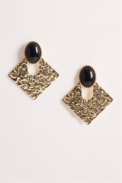 Серьги квадратной формы с черным камнем артикул 154232839