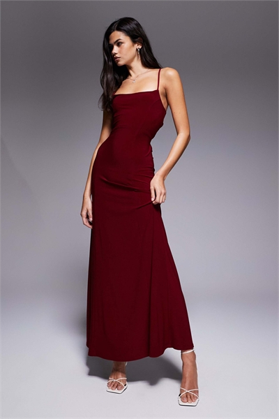 Макси-платье-комбинация с завязками на спине артикул 152633989