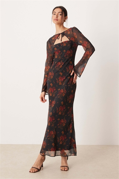 Макси-платье с длинными рукавами артикул 153529343