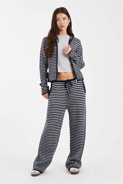 Брюки с прямыми брючинами из полосатого трикотажа артикул 152942232