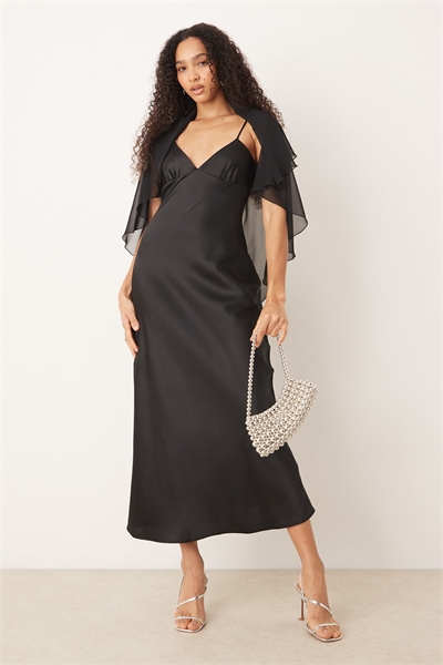 Макси-платье с атласной накидкой артикул 153911178