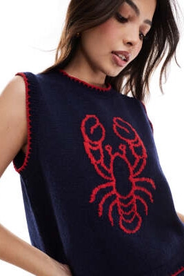 Трикотажная майка с изображением омара артикул 139025166