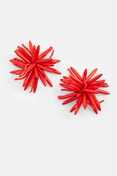 Серьги с ярким красным цветком артикул 155114010