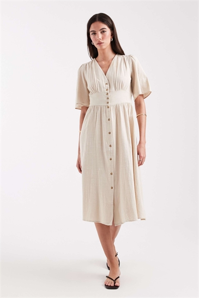 Платье-рубашка средней длины под льняную ткань артикул 153577523