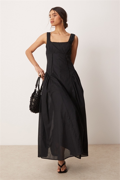 Макси-сарафан в стиле прерий с квадратным вырезом и заниженной талией артикул 140195516