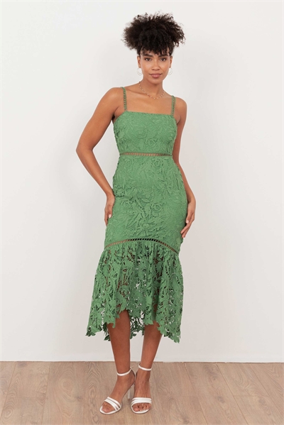 Метрическое платье-комбинация из кружева зеленого цвета артикул 154610430