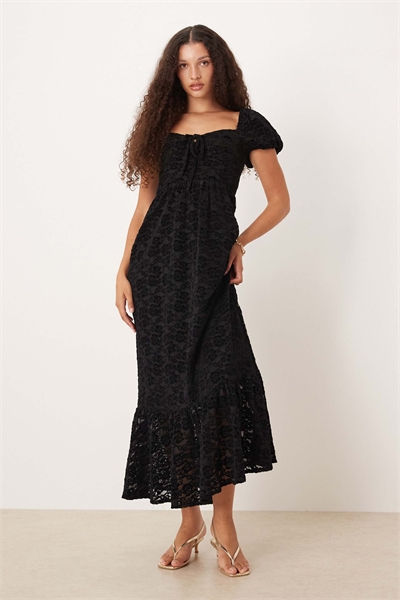 Платье-миди с квадратным вырезом из бархата с цветочным принтом артикул 151764353