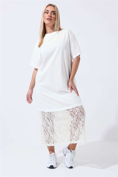 Макси-платье с кружевной отделкой артикул 156196591