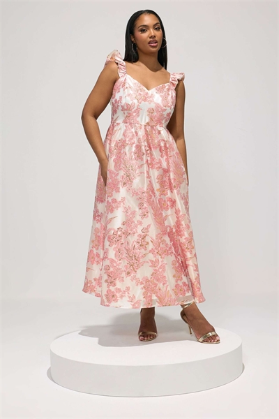 Макси-платье с цветочным жаккардовым принтом артикул 155414114