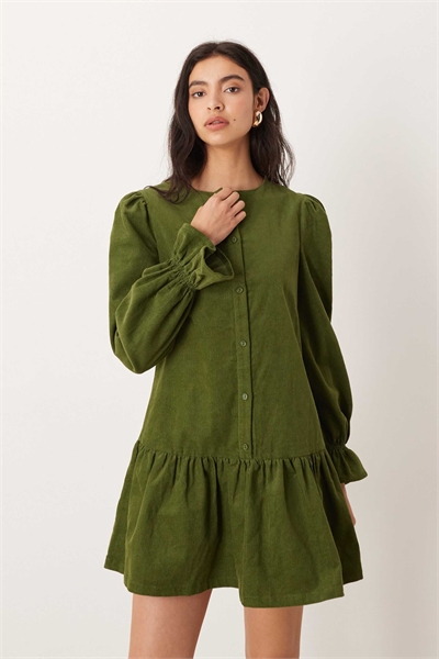 Мини-платье-сарафан из вельвета с длинными рукавами артикул 151737165