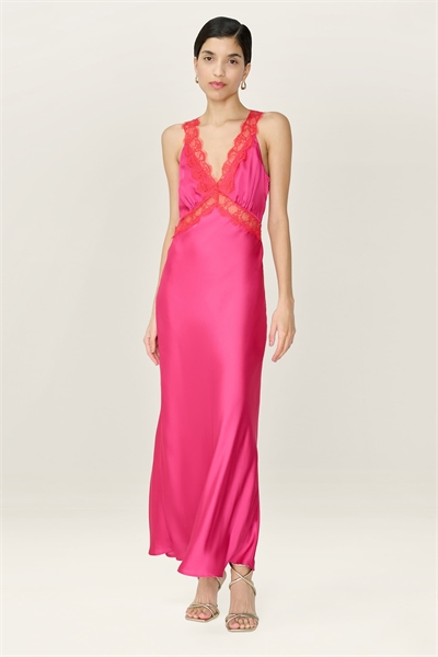 Платья Aurelia атласное и кружевное платье средней длины с открытой спиной ярко-розового цвета артикул 155951587