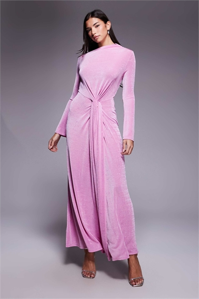 Платье-макси с длинными рукавами и облегающим кроем, украшенное узлом артикул 153684381