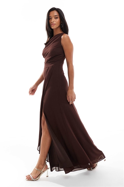 Шифоновое макси-платье для подружки невесты с юбкой-парео артикул 150150125