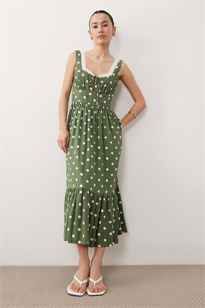 Nobody's Child Petite Heather миди-платье для выпускного вечера с зелеными горошками артикул 153886916