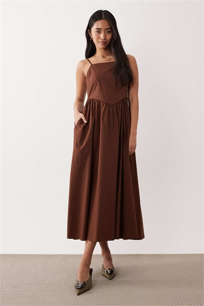 Платье-миди Briella с завязками на плечах, коричневого цвета артикул 154034034