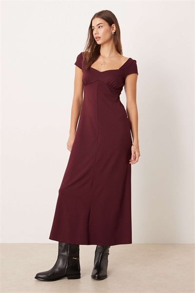 Платье-миди с рукавами-крылышками бордового цвета артикул 151421286