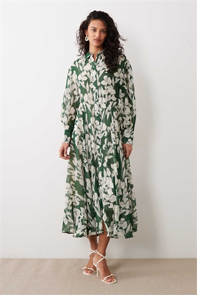 Платье-рубашка макси с длинными рукавами артикул 153748993