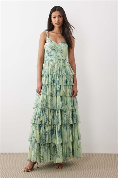 Макси-платье из тюля с бантиком на плече для подружки невесты артикул 153248866