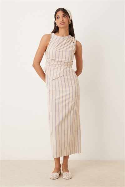 Платье-миди 2 в 1 с полосатым лифом в каменную полоску артикул 148715028