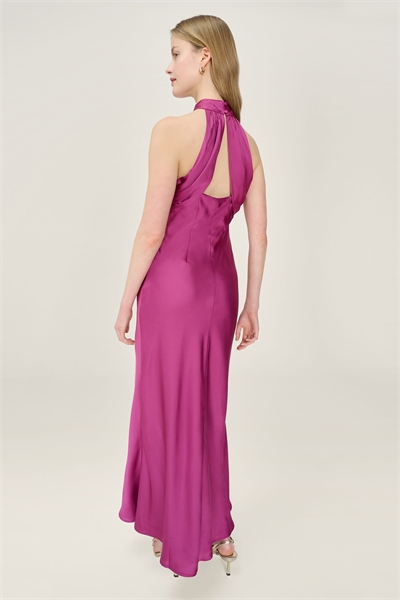 Платья Сейшельские островные платья с завязками на шее из атласа, средней длины, маджента артикул 155918450