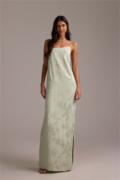 Макси-платье с бретелями из жаккарда с асимметричной драпировкой для подружек невесты артикул 153527639