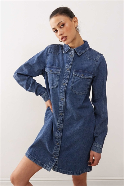 Джинсовое платье с длинными рукавами артикул 139108690