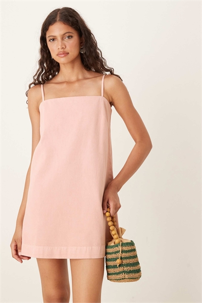 Мини-платье-камизолька из денима артикул 144134832