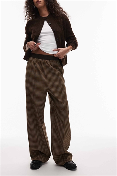 Брюки прямой крой из эластичной ткани с содержанием шерсти и эластичным поясом артикул 149244971