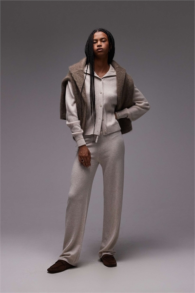 Трикотажные брюки из чистого кашемира с эластичным поясом co-ord артикул 150524227