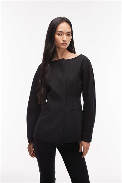 Блейзер из смешанной шерсти с лодочным вырезом артикул 152632134