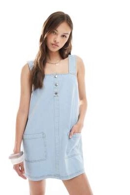 Детское платье-бабл из джинсовой ткани на пуговицах артикул 146856022