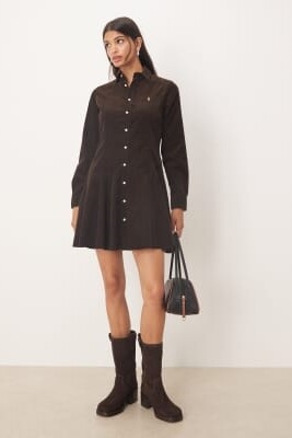 Платье с длинными рукавами, застегивающееся спереди на пуговицы артикул 146781280