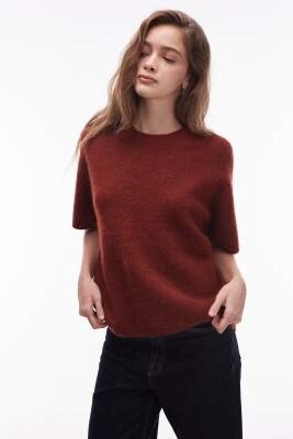 Свитер с короткими рукавами из смеси альпаки и шерсти артикул 149824070