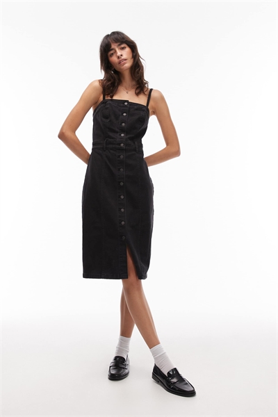 Джинсовое платье-бюстье средней длины артикул 142435597