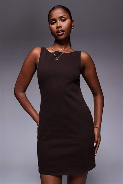 Мини-платье из эластичного денима с декоративными швами артикул 147695960