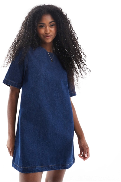 Мини-платье из джинсовой ткани артикул 147473381