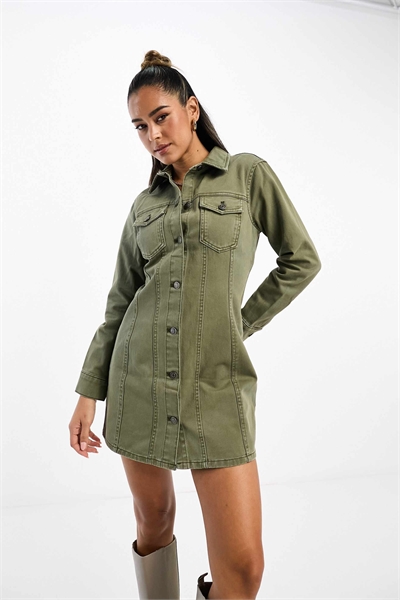 Платье-рубашка из джинсовой ткани приталенного кроя артикул 131414357