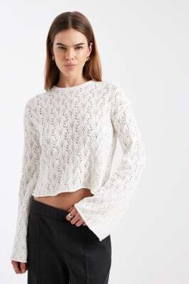 Вязаный свитер из смешанной хлопчатобумажной ткани для подростков артикул 155443190