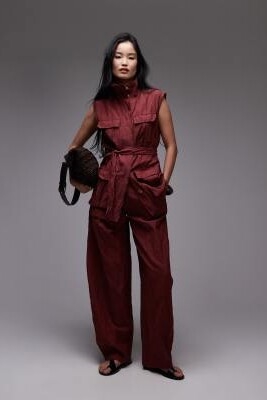 Брюки с широкими брючинами из мягкого хлопка с фактурной поверхностью co-ord артикул 147197942