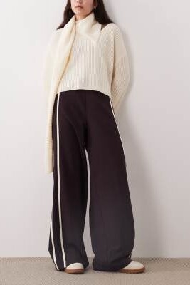 Брюки прямого кроя с завязкой на талии и боковой полоской артикул 155145181