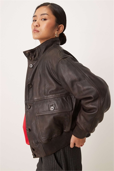 Куртка с высоким воротником из 100% кожи артикул 154670793