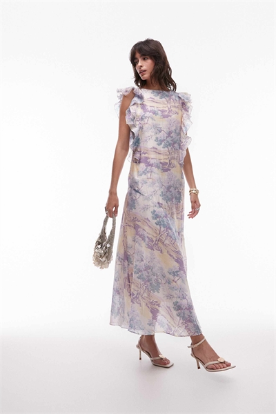 Макси-платье с оборками по краю и открытой спиной артикул 142974864