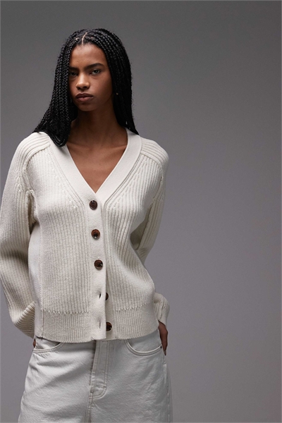 Кардиган из чистой шерсти с ребристой вязкой артикул 154340380