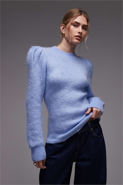 Свитер из смеси шерсти и мохера с объемными рукавами артикул 151746447